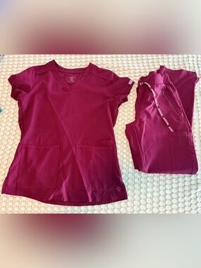 Women's Burgundy Scrub Top & Pants Set